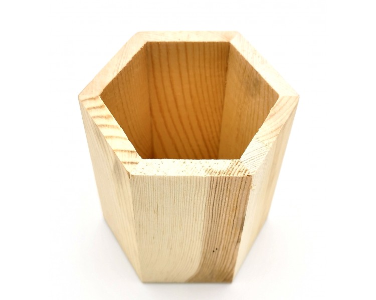 Portapenne Esagonale di Legno 10x9cm Portapenne Esagonale di Legno 10x9cm