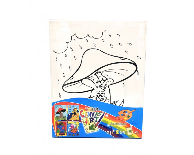 Tela per bambini con colori e pennello Tela per bambini con colori e pennello
