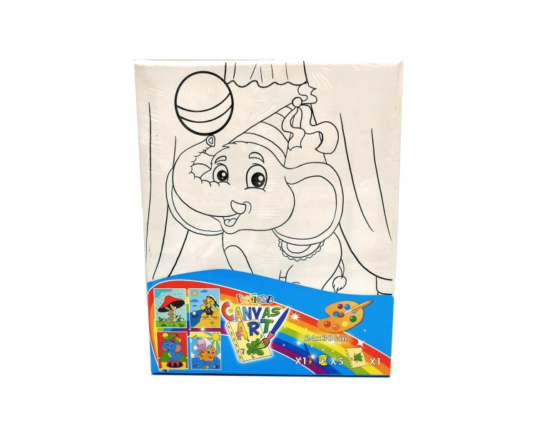 Tela per bambini con colori e pennello Tela per bambini con colori e pennello