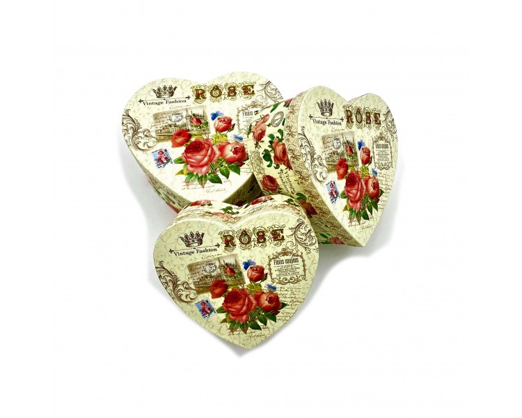 Scatole Regalo 3 in 1 Cuore Bianco con Rose Scatole Regalo 3 in 1 Cuore Bianco con Rose