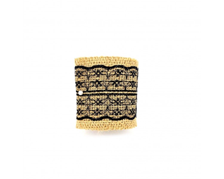 Rete in Juta Decorazione 6cm x 2m Pizzo Nero Rete in Juta Decorazione 6cm x 2m Pizzo Nero
