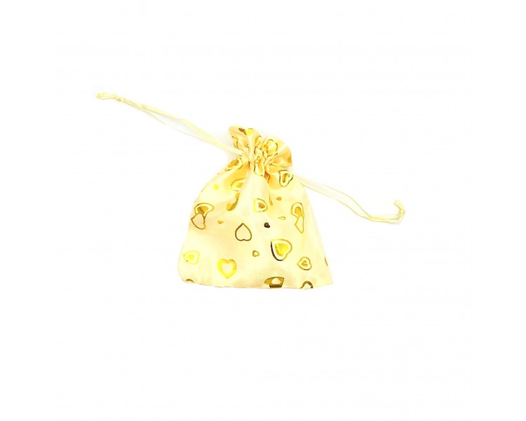 Sacchetto Raso Cuori d'Oro 12x10cm Sacchetto Raso Cuori d'Oro 12x10cm