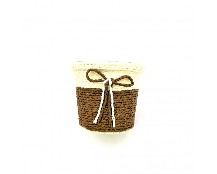 Vasetto con Fiocco 10x9cm Marrone Vasetto con Fiocco 10x9cm Marrone