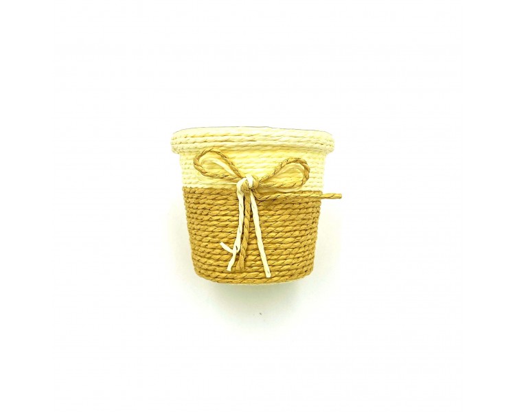 Vasetto con Fiocco 10x9cm Beige Vasetto con Fiocco 10x9cm Beige
