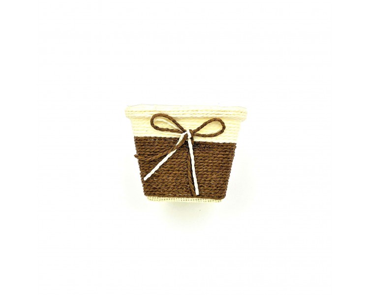 Vasetto con Fiocco 13x10cm Marrone Vasetto con Fiocco 13x10cm Marrone