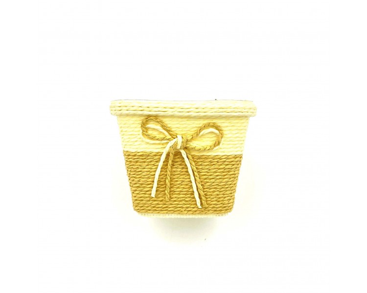 Vasetto con Fiocco 13x10cm Beige Vasetto con Fiocco 13x10cm Beige