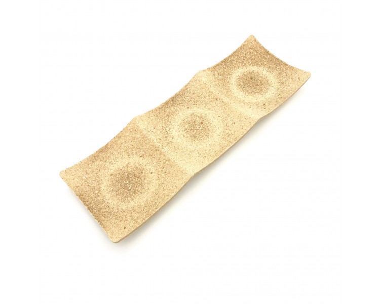 Vassoio 3 mini porzioni Legno Compressato 32x10,5x3cm Vassoio 3 mini porzioni Legno Compressato 32x10,5x3cm