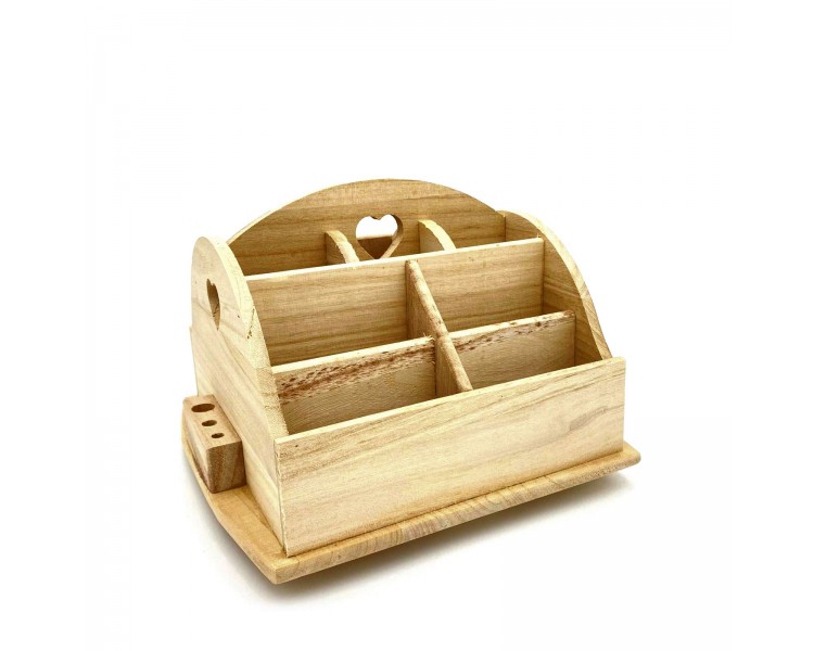 Portapenne Rotante in Legno | 23x21,5x17cm Portapenne Rotante in Legno | 23x21,5x17cm