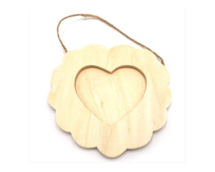 Portafoto in Legno Cornice Cuore con filo Juta | 22,5x15,5cm Portafoto in Legno Cornice Cuore con filo Juta | 22,5x15,5cm