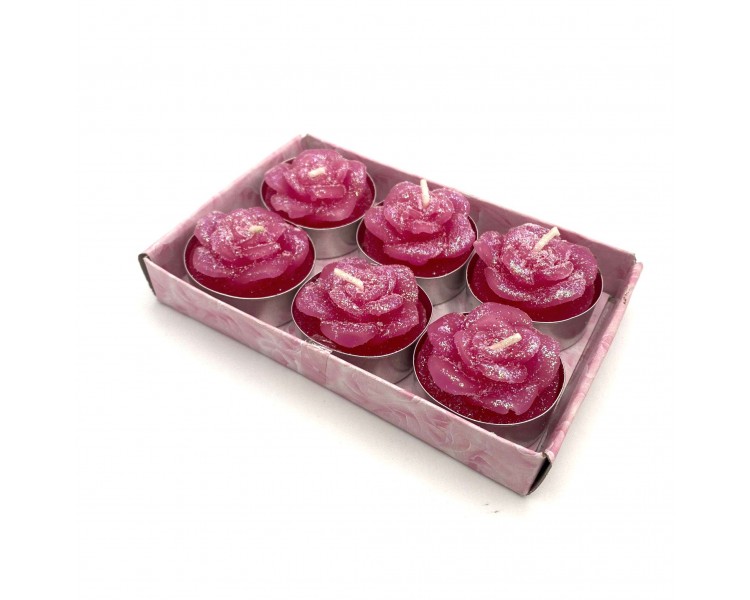 Set 6 Candele con glitter | Rosa - 3,5x2,5cm Set 6 Candele con glitter | Rosa - 3,5x2,5cm