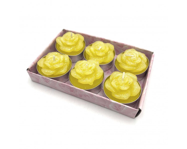Set 6 Candele con glitter |Giallo - 3,5x2,5cm Set 6 Candele con glitter |Giallo - 3,5x2,5cm