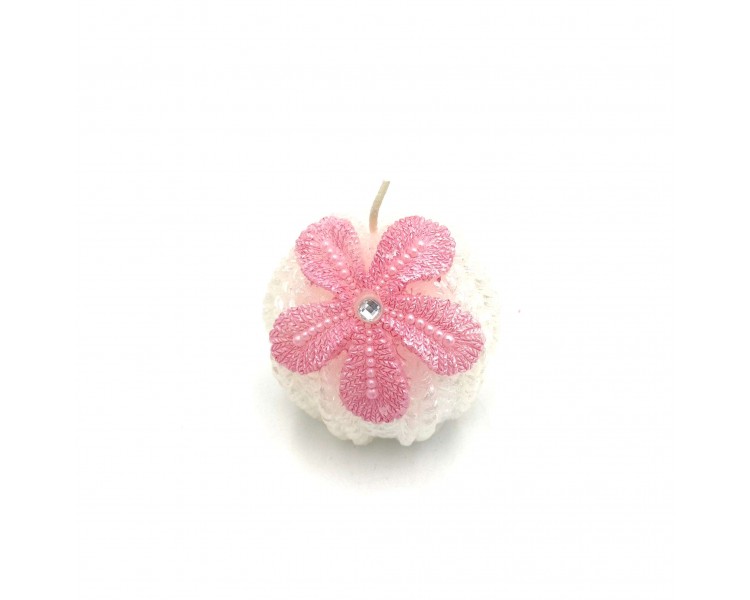 Candela con Fiore Bianca 7x7cm Candela con Fiore Bianca 7x7cm