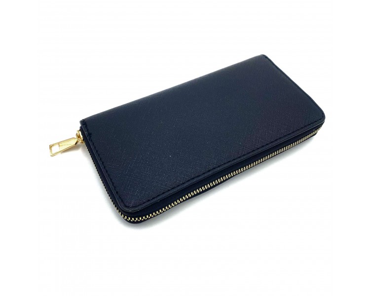 Portafoglio Nero Zip Oro 19x10,5x3cm Portafoglio Nero Zip Oro 19x10,5x3cm