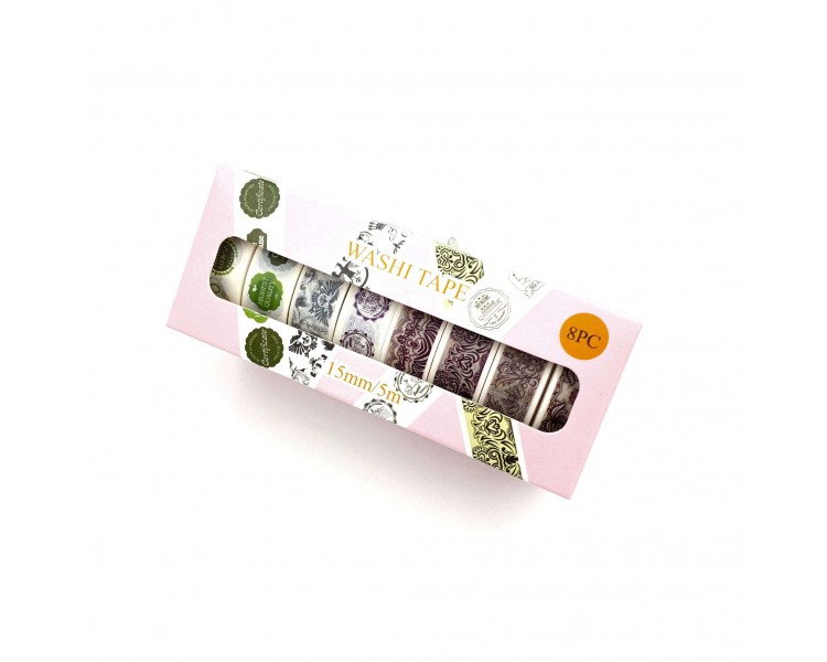 Washi Tape 15mm x 5m Fantasia 8 pezzi Washi Tape 15mm x 5m Fantasia 8 pezzi