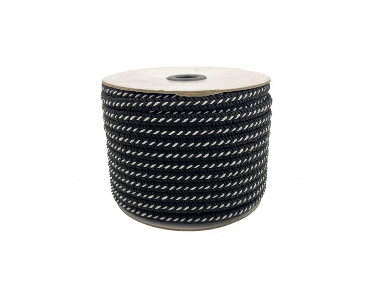 Cordoncino con Fantasia | Nero - 7mm x 1m Cordoncino con Fantasia | Nero - 7mm x 1m