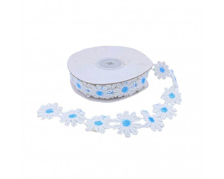Nastro Decorativo in Tessuto con Margherite | 2cm x 4,5m Nastro Decorativo in Tessuto con Margherite | 2cm x 4,5m