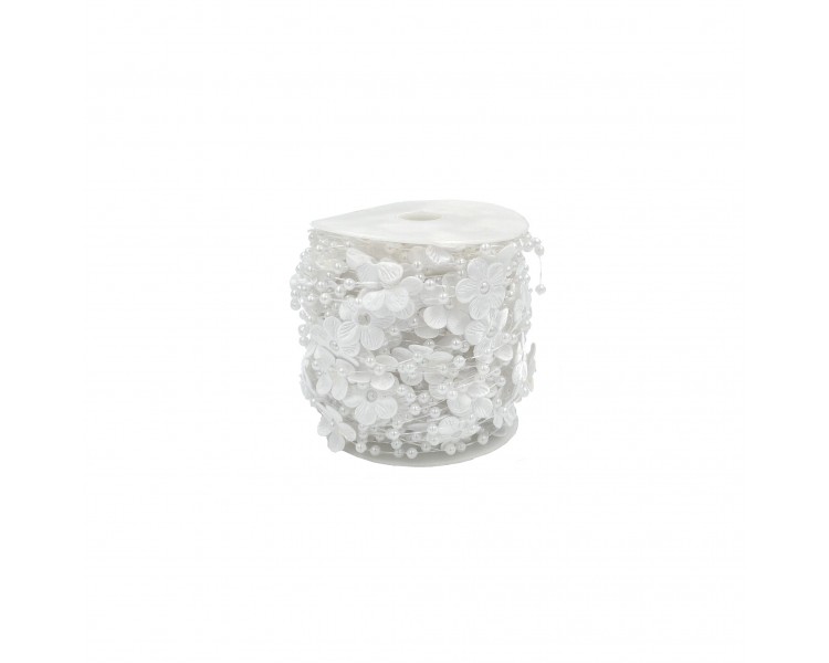 Filo Decorativo Fiori e Perle | 2cm x 1m Filo Decorativo Fiori e Perle | 2cm x 1m