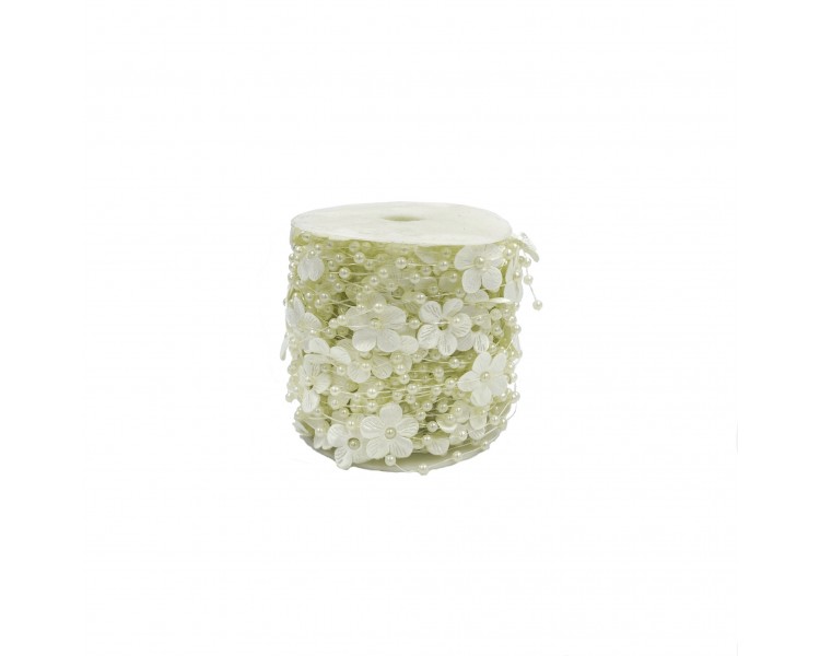 Filo Decorativo Fiori e Perle | 2cm x 1m Filo Decorativo Fiori e Perle | 2cm x 1m