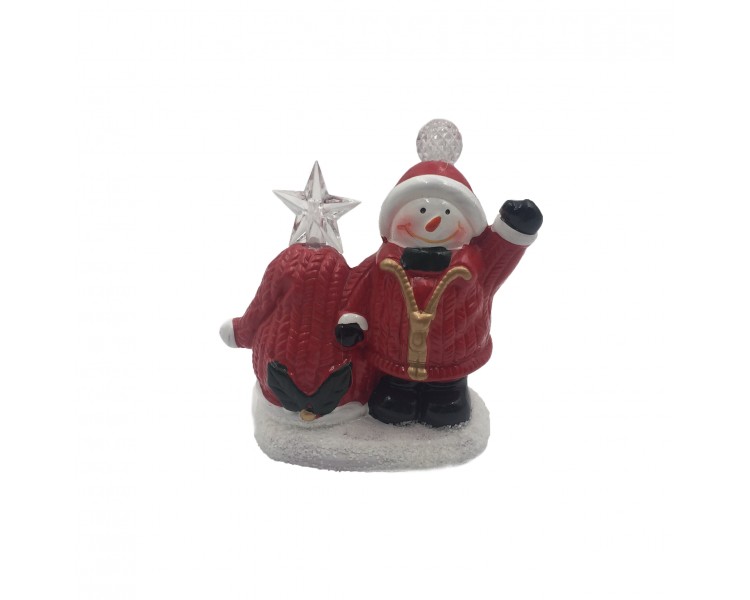 Pupazzo di Neve Decorativo con Luci Interne | 11x12,5x6,5cm Pupazzo di Neve Decorativo con Luci Interne | 11x12,5x6,5cm