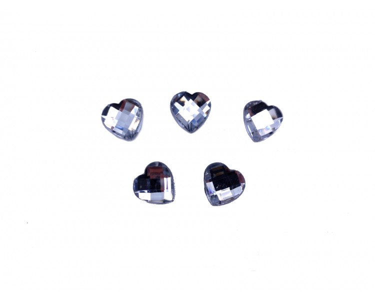 Zirconi cuore | Argento / 16mm - 5 pezzi Zirconi cuore | Argento / 16mm - 5 pezzi