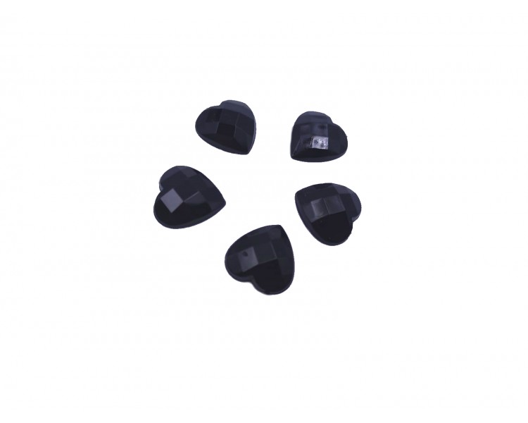 Zirconi cuore | Nero / 15mm - 5 pezzi Zirconi cuore | Nero / 15mm - 5 pezzi