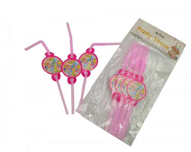 Cannucce di compleanno | Rosa - 10 pezzi Cannucce di compleanno | Rosa - 10 pezzi