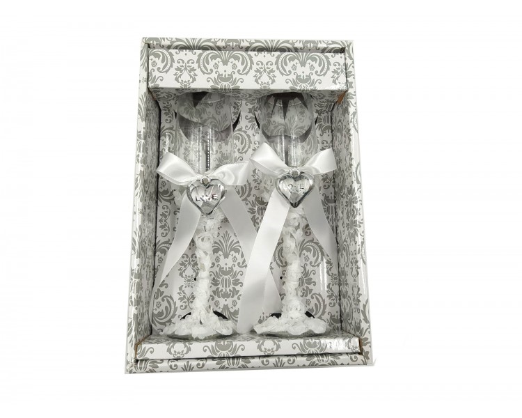 Set di 2 bicchieri per gli sposi Set di 2 bicchieri per gli sposi