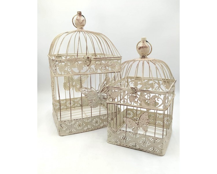 Decorazione Gabbie Quadrate Sfumate con Farfalle Decorazione Gabbie Quadrate Sfumate con Farfalle