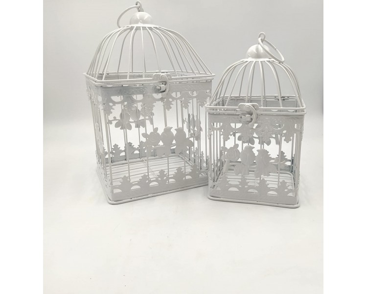 Decorazione Gabbie Quadrate Sfumate con Uccellini Decorazione Gabbie Quadrate Sfumate con Uccellini