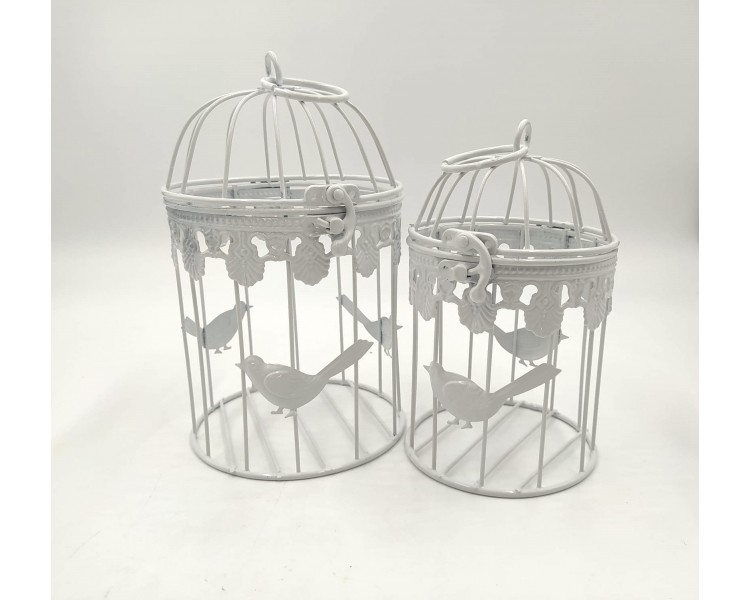 Decorazione Gabbie Bianche con Uccellini Decorazione Gabbie Bianche con Uccellini