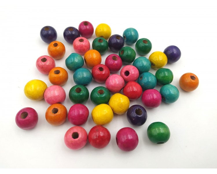 Perline di legno | Multi colori / 1,2 cm - 50 g Perline di legno | Multi colori / 1,2 cm - 50 g