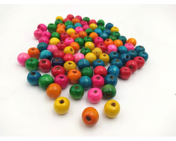 Perline di legno | Multi colore / 1 cm - 50 g Perline di legno | Multi colore / 1 cm - 50 g
