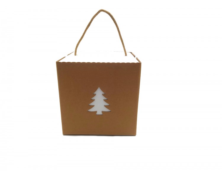 Scatola in Carta - Cubo Albero Avana - 21x21x21 Scatola in Carta - Cubo Albero Avana - 21x21x21