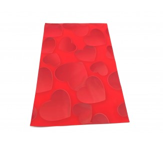 Buste Rosso Piatte Stampa Cuori - 20x32 cm - 50 Pezzi