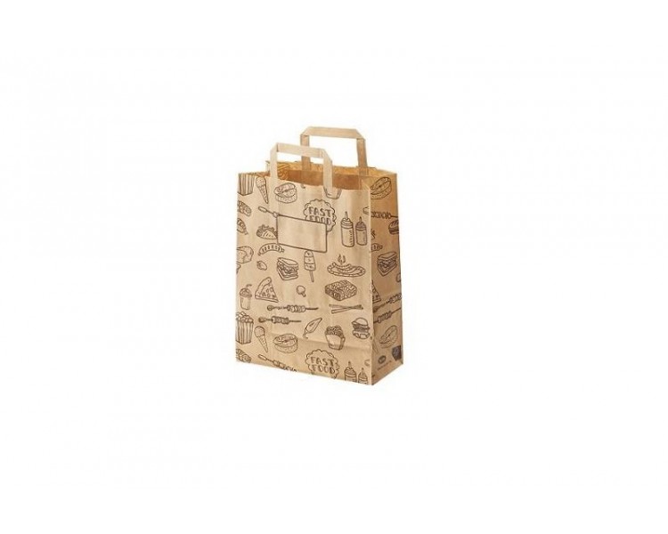 Shopper Avana con Scritte - 27+16x29 cm - 50 Pezzi Shopper Avana con Scritte - 27+16x29 cm - 50 Pezzi
