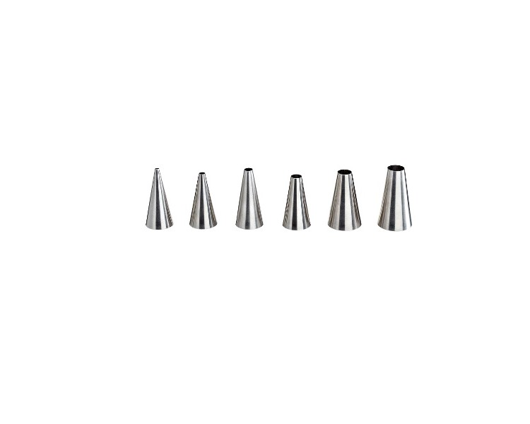 Set di Beccucci per Pasticceria in Acciaio - Punta Tonda - cm2,5x4H - 6 Pezzi Set di Beccucci per Pasticceria in Acciaio - Punta Tonda - cm2,5x4H - 6 Pezzi