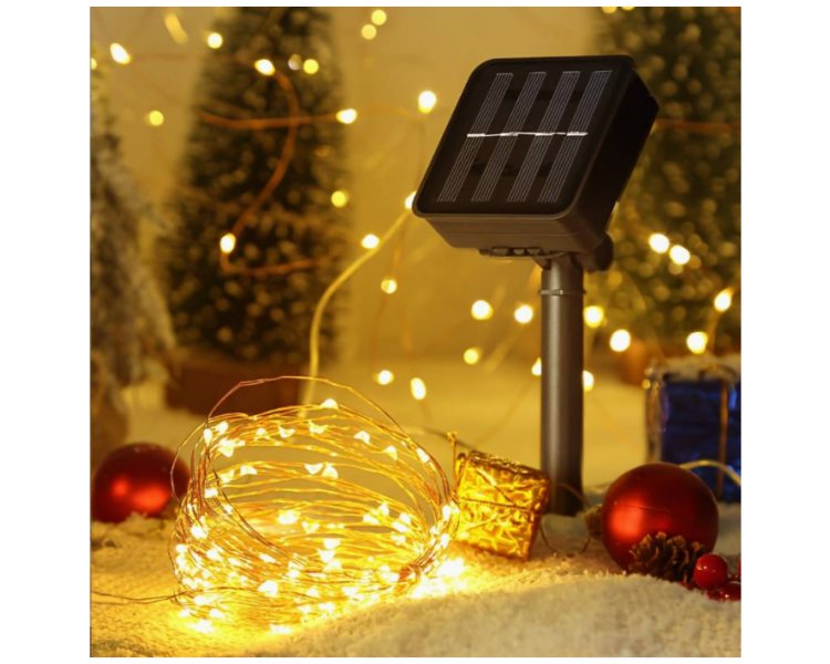 Filo di Rame con Luci al LED Solare | 22 m - Bianco Caldo Filo di Rame con Luci al LED Solare | 22 m - Bianco Caldo
