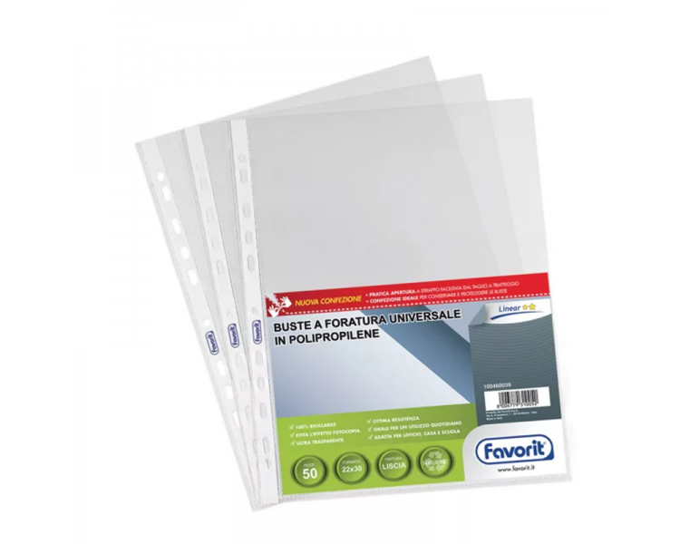 Buste Trasparenti per Raccoglitori 22x30 - 100 Fogli
