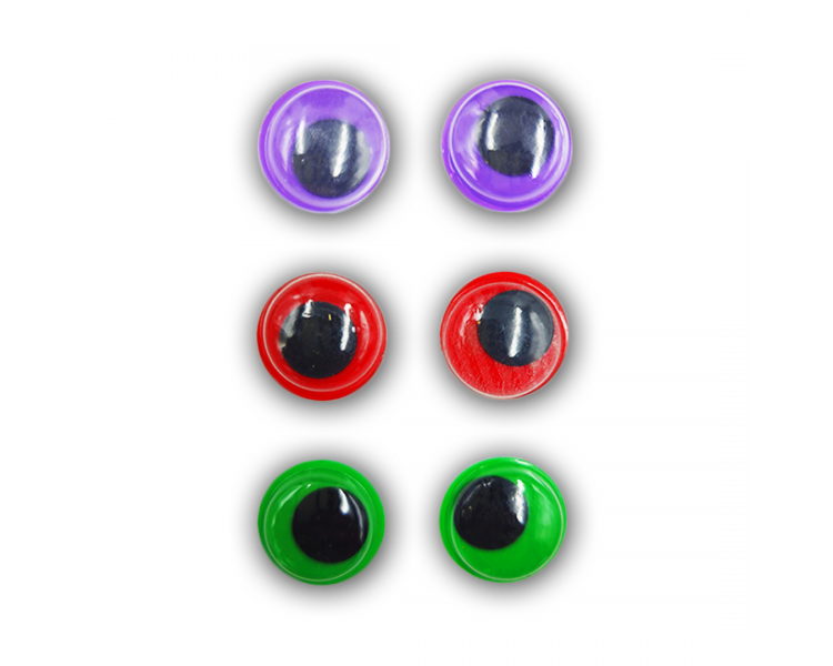 Occhi in Plastica|6 pz|Viola/Rosso/Verde Occhi in Plastica|6 pz|Viola/Rosso/Verde