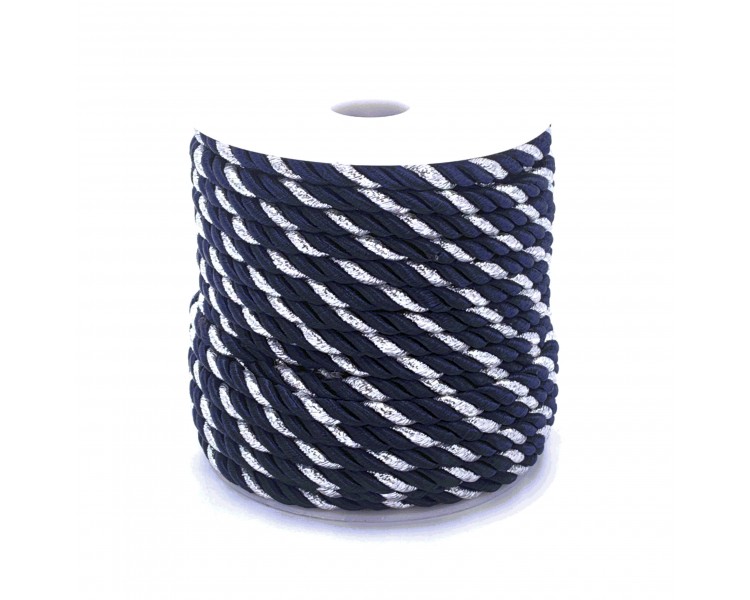Cordoncino Tessuto Intrecciato - Nero/Argento | 5mm x 20 m Cordoncino Tessuto Intrecciato - Nero/Argento | 5mm x 20 m