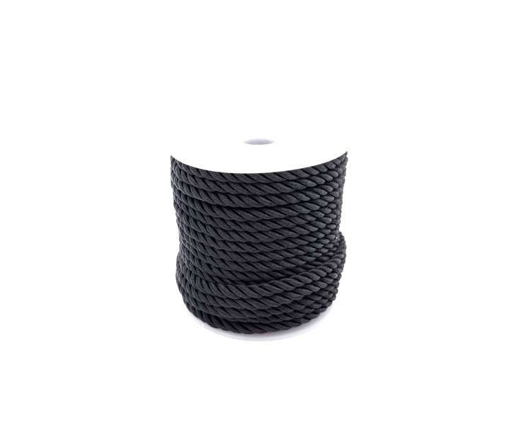 Cordoncino Tessuto Intrecciato - Nero | 5mm x 20m Cordoncino Tessuto Intrecciato - Nero | 5mm x 20m