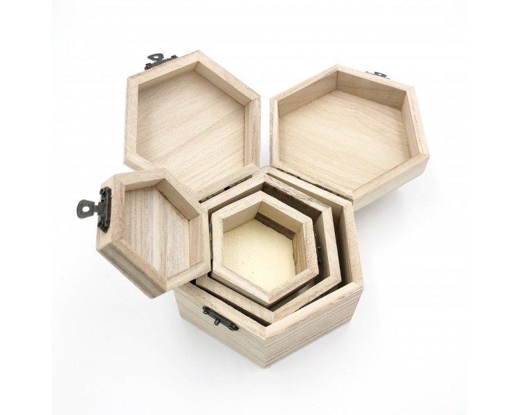 Scatole Legno | Esagonali - 3 in 1