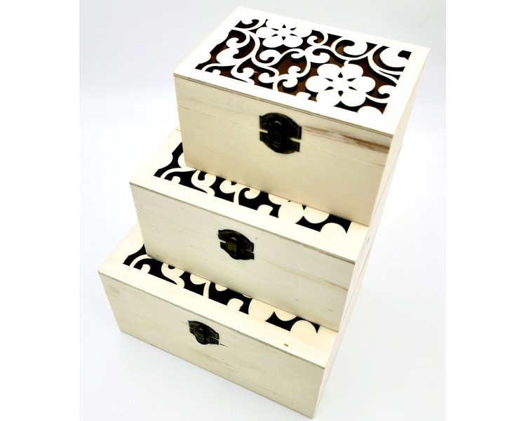 Scatole Legno | Decorazione Floreale - 3 in 1 Scatole Legno | Decorazione Floreale - 3 in 1