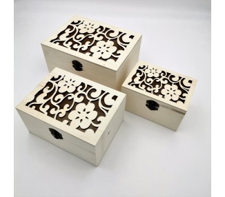 Scatole Legno | Decorazione Floreale - 3 in 1